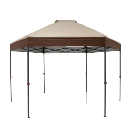 Costway 3,6 x 3,6m Pop Up Paviljoen Waterdichte Tuinpaviljoen Opvouwbare Partytent Bruin