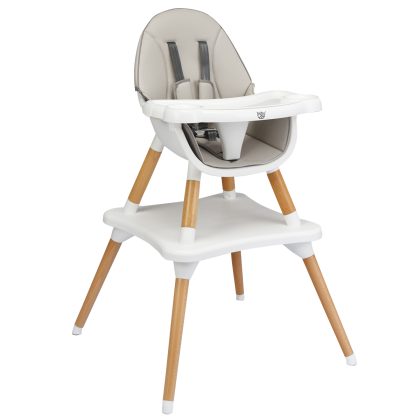 Costway 4-in-1 Babystoel Baby Eet & Groei Convertibele Hoge Stoel Eetstoelen Kinderzitgroep in Hoogte Verstelbare Kinderstoel Grijs