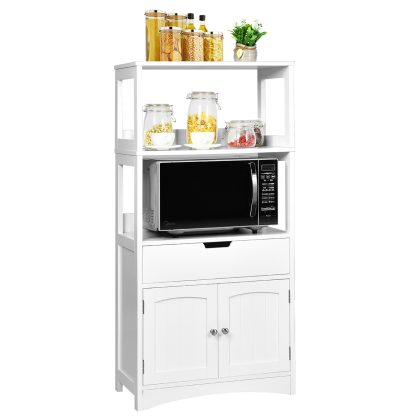 Costway Huishoudelijke Planken Opbergkast Keuken Planken Onderkast met Lade Wit 32,5 x 60 x 122 cm
