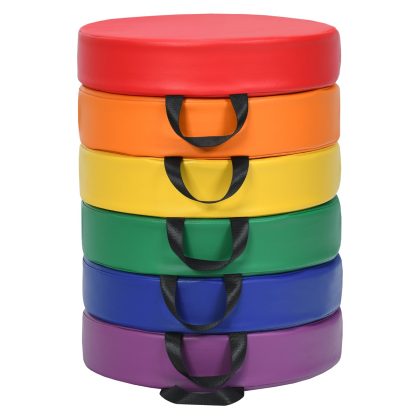 Costway Set van 6 Ronde Kinderstoelkussens Vloerkussens Zitkussens