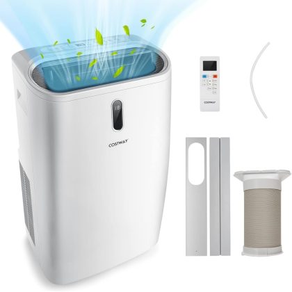 Costway Verwarming/Koeling Airconditioner Draagbare 5 in 1 Airconditioner met Afstandsbediening 14000 BTU voor 40 ㎡ 44,5 x 39 x 77 cm Wit