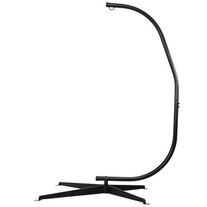 Costway C-vormige Hangstoel Standaard 207cm Stevige Schommel Hangstoelstandaard 150kg Gewichtscapaciteit Zwart