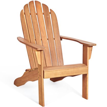 Costway Buiten Hout Adirondack Stoel Acacia Hout Stoel voor Achtertuin Terras Tuin Klassieke Adirondack Dekstoel met Ergonomisch Ontwerp-Natuurlijk