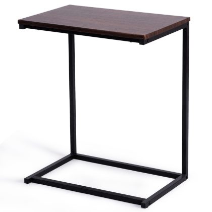 Costway Bijzettafel Laptoptafel Computertafel PC Tafel Bijzettafel Metaal + Hout 55 x 35 x 65 cm Koffie