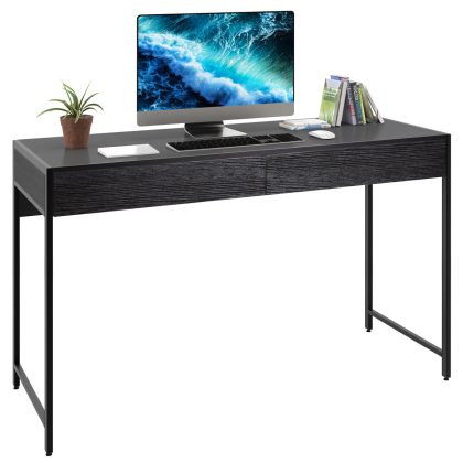 Costway Bureau Computertafel Kantoortafel PC Tafel Werktafel met 2 Lades Zwart