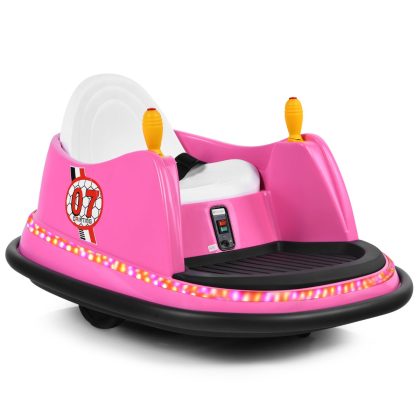 Costway 6V Kinderbotsauto met Afstandsbediening 360 Graden Draai 57 x 75 x 42 cm Roze