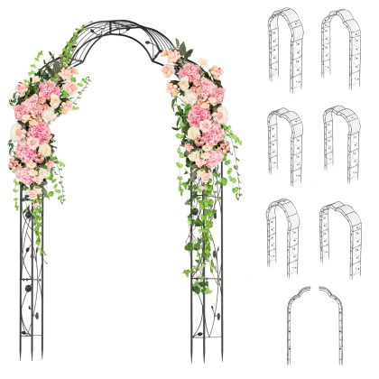 Costway Metalen Tuinboog voor Klimplanten Tuintraliewerk in 2 Halve Bogen voor Buiten Decoratieve Boog voor Bruiloften Feesten en Ceremonies
