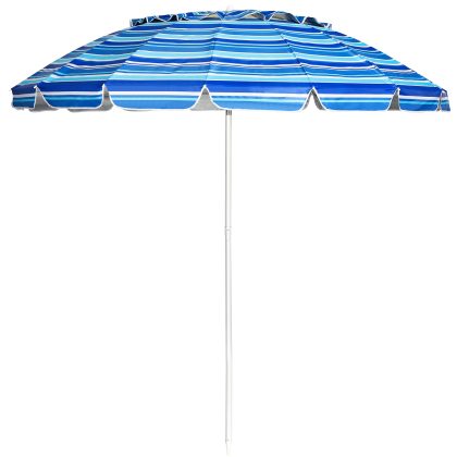 Costway 243 cm Strandparasol Buitenparasol Strandparasol Aluminium Kantelbare Patioparasol - Donkerblauw