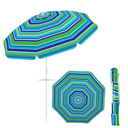 Costway 220 cm Strandparaplu UPF50 + Draagbare Parasol Parasolparaplu Strand Zonnescherm Groen
