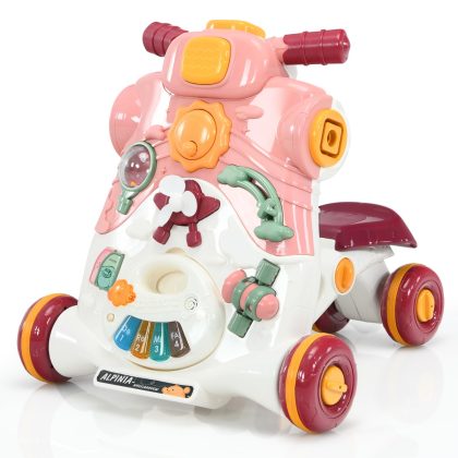 Costway Loopstoeltje 3-in-1 Sit-Up Loopstoeltje 46 x 46 x 46 cm Roze