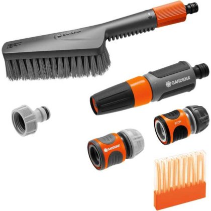 GARDENA Cleansystem schoonmaakset met borstel S soft, zeepstaafjes en aansluitstukken wasborstel