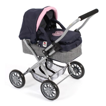 Kleine Poppenwagen Smarty - Melange Navy Grijs