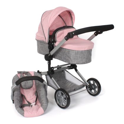 Bayer Chic 2000 Combi-poppenwagen Linus Plus - Melange Grijs Roze