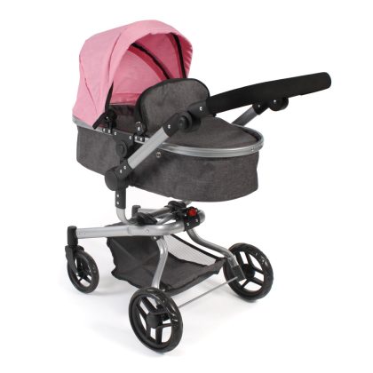 Combi-poppenwagen Yolo - Melange Roze