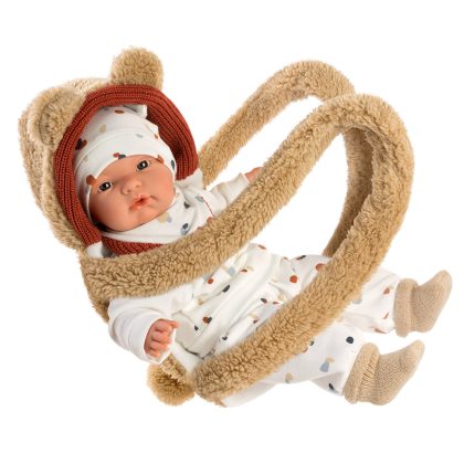 Llorens Babypop Joël met pluche draagzak - 38 cm