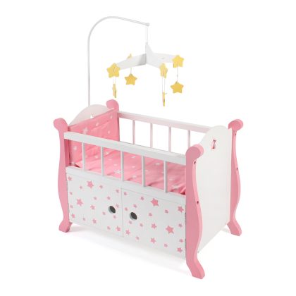 Bayer Chic 2000 Houten Poppen ledikantje met mobiel - Pink Stars