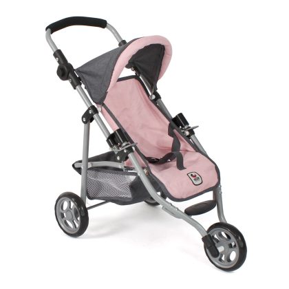 Poppenwagen Jogger Lola - Melange Antraciet Roze