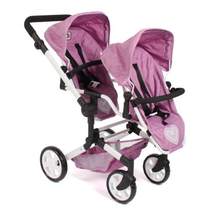 Bayer Chic 2000 Tweeling Poppenwagen Linus Duo - Pink Jeans