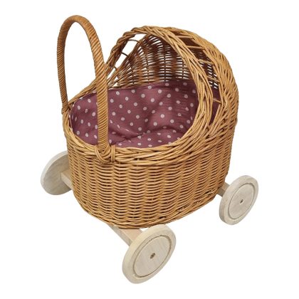 Mini Rieten poppenwagen - incl. bekleding