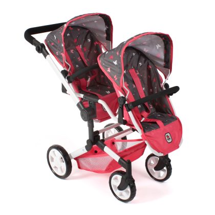 Bayer Chic 2000 Tweeling Poppenwagen Linus Duo - Vlinders Koraal