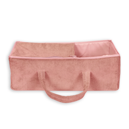 Mamamemo Luxe Poppenreiswieg - Corduroy Roze - 40 cm