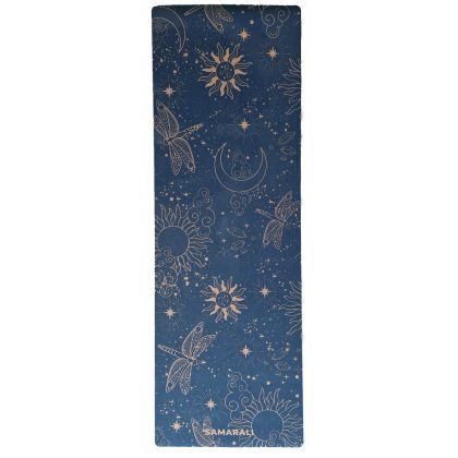 Samarali Cosmic Harmony-yogamat van kurk - Marineblauw