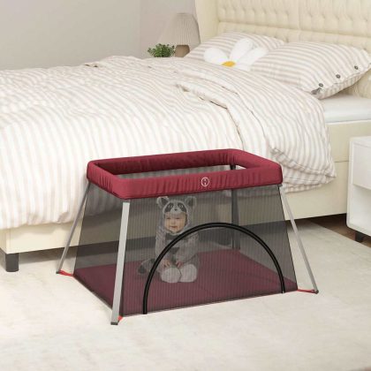 VidaXL Babybox met matras linnen rood