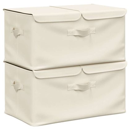 VidaXL Opbergboxen 2 st 50x30x25 cm stof crèmekleurig