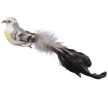 Othmar Decorations 6x Grijze decoratie vogels op clip 21 cm