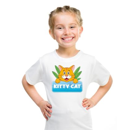 Bellatio Decorations Katten dieren t-shirt wit voor kinderen