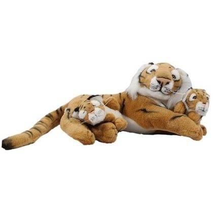 PIA Soft Toys Tijger met 2x baby knuffel van 46 cm