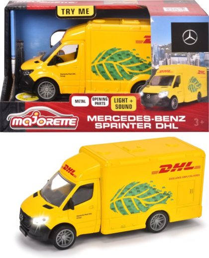 Majorette grand series mercedes-benz sprinter dhl metaal licht en geluid 12,5 cm speelgoedvoertuig