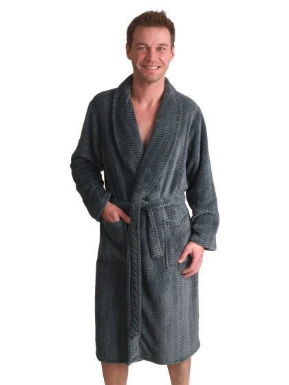 Outfitter Groene badjas blauw met zigzag - fleece-m