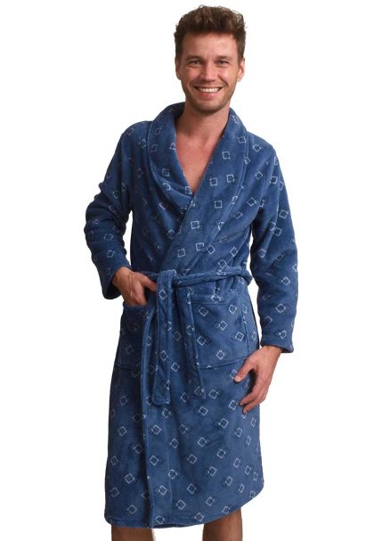 Trendy blauwe fleece heren badjas-xl