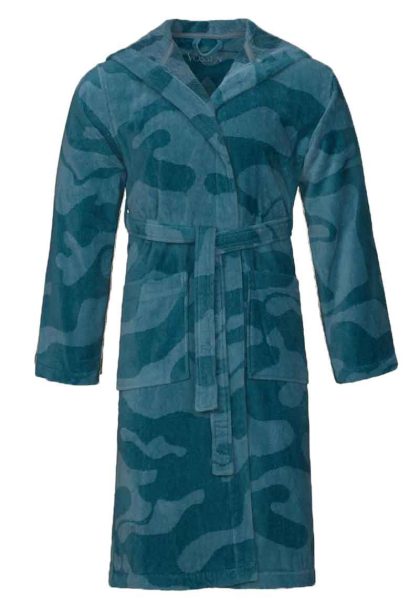 Heren badjassen camouflage-petrol-xs
