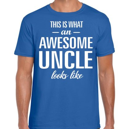 Bellatio Decorations Awesome Uncle / oom cadeau t-shirt blauw heren