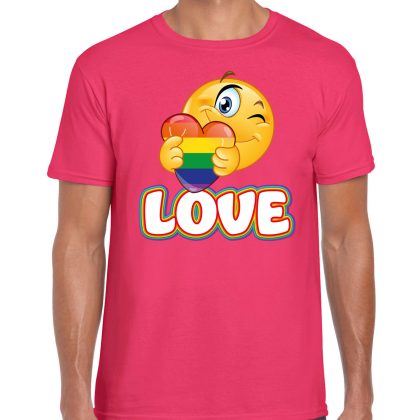 Bellatio Decorations Gay Pride shirt - love - regenboog - heren - roze