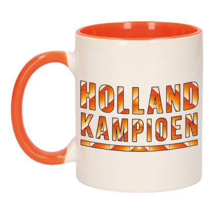 Bellatio Decorations Holland kampioen mok/ beker oranje wit 300 ml