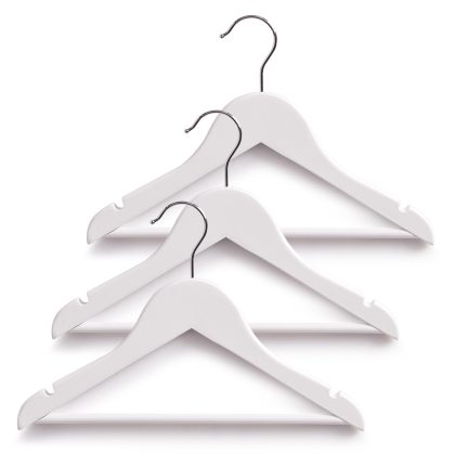 Zeller Kledinghangers kind - set 3x - wit - hout - 30,5 cm