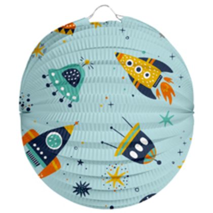 Folat Lampion Space - 22 cm - licht blauw - papier