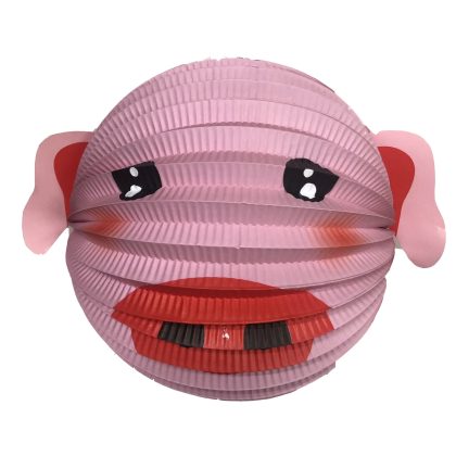 Haza Lampion varken - 20 cm - roze - papier