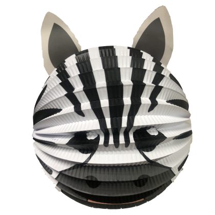 Haza Lampion zebra - 20 cm - zwart/wit - papier