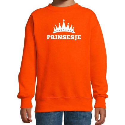 Bellatio Decorations Oranje Prinsesje met kroon sweater meisjes