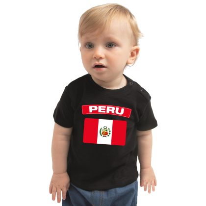 Bellatio Decorations Peru t-shirt met vlag zwart voor babys