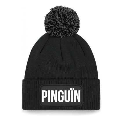 Bellatio Decorations Pinguin muts met pompon unisex one size - zwart