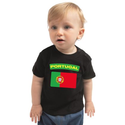 Bellatio Decorations Portugal t-shirt met vlag zwart voor babys