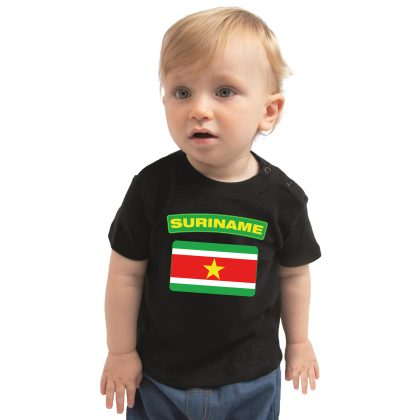 Bellatio Decorations Suriname t-shirt met vlag zwart voor babys
