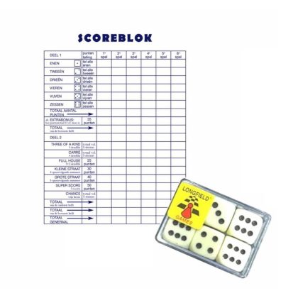 Haza 1x Scoreblok Yahtzee 250 vellen met 6 dobbelstenen
