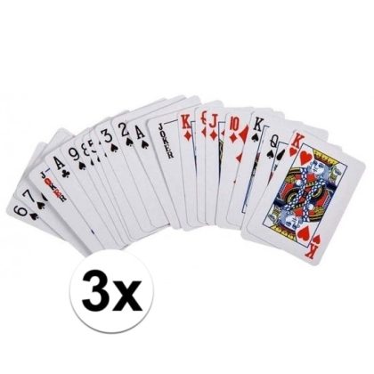 Merkloos 3x stuks mini kaartspellen 6 cm