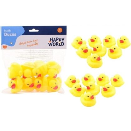 Merkloos Badeendjes - 24x stuks - geel - rubber - 6 cm - badspeelgoed